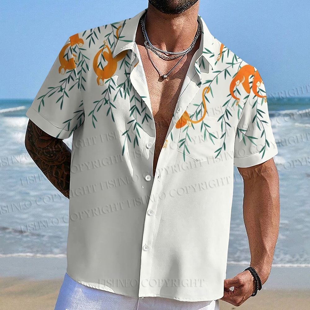 Jungle Monkeys Printed Hawaiian Shirt