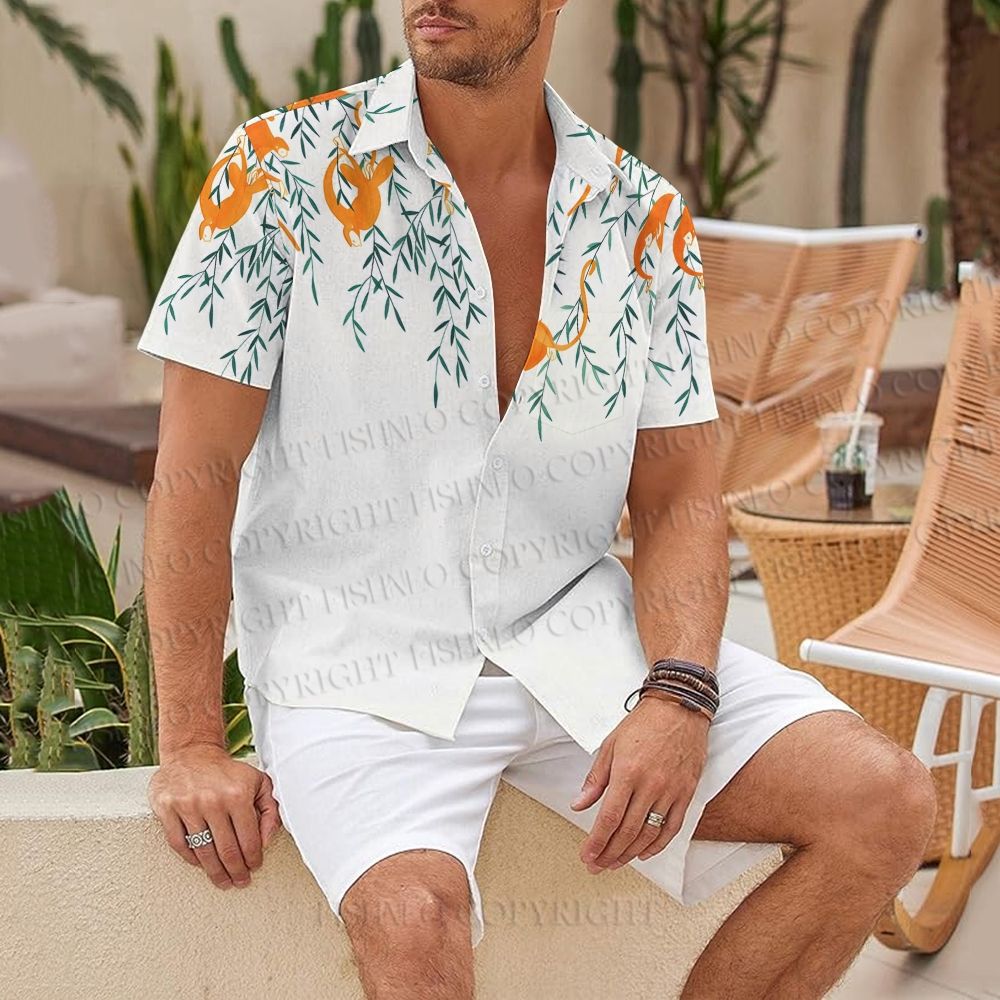 Jungle Monkeys Printed Hawaiian Shirt