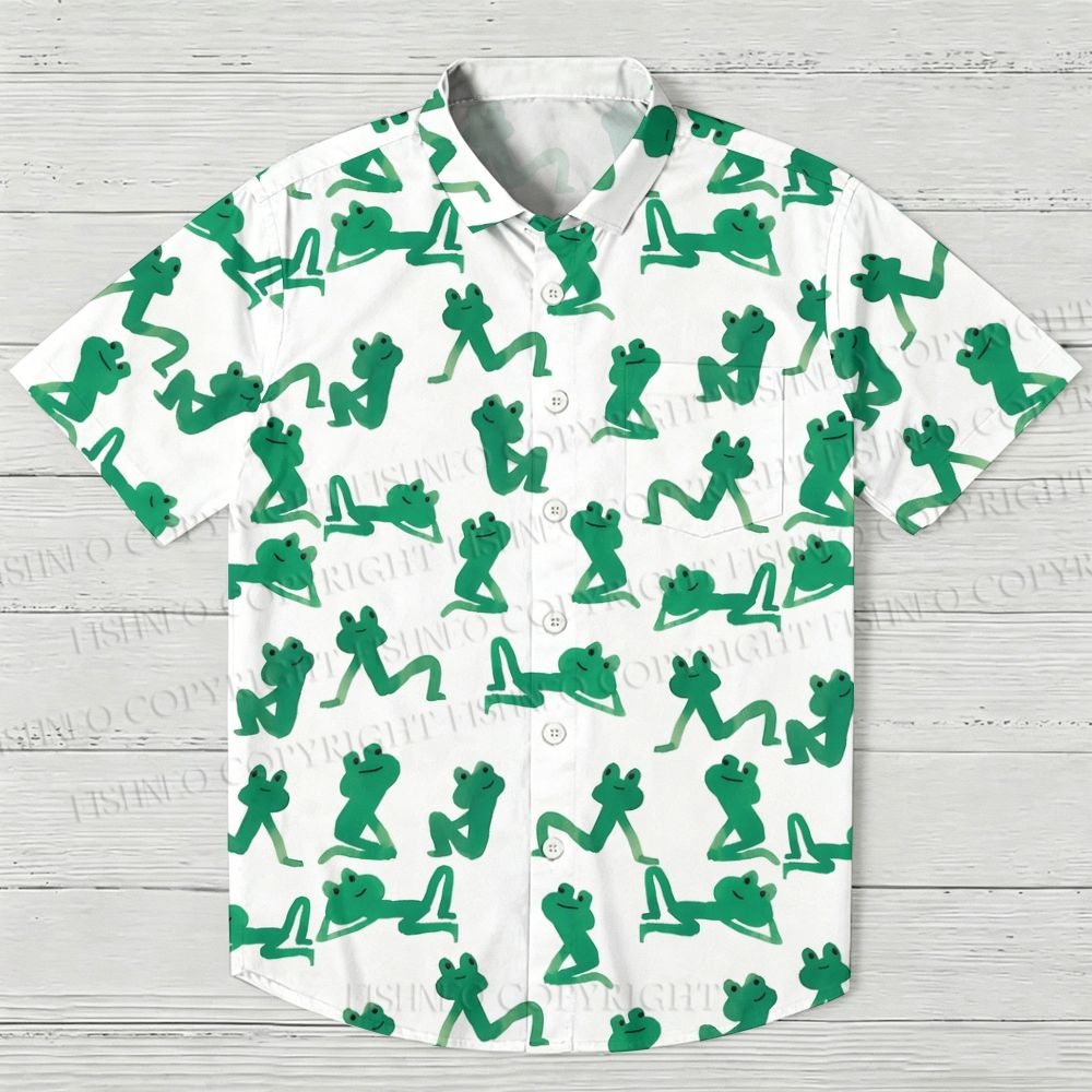 Green Frogs Printed Hawaiian Shirt