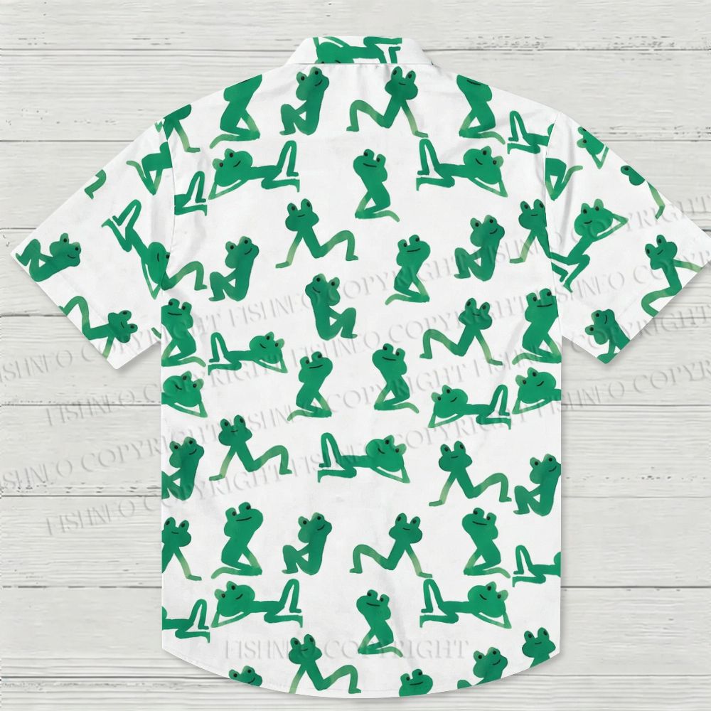 Green Frogs Printed Hawaiian Shirt