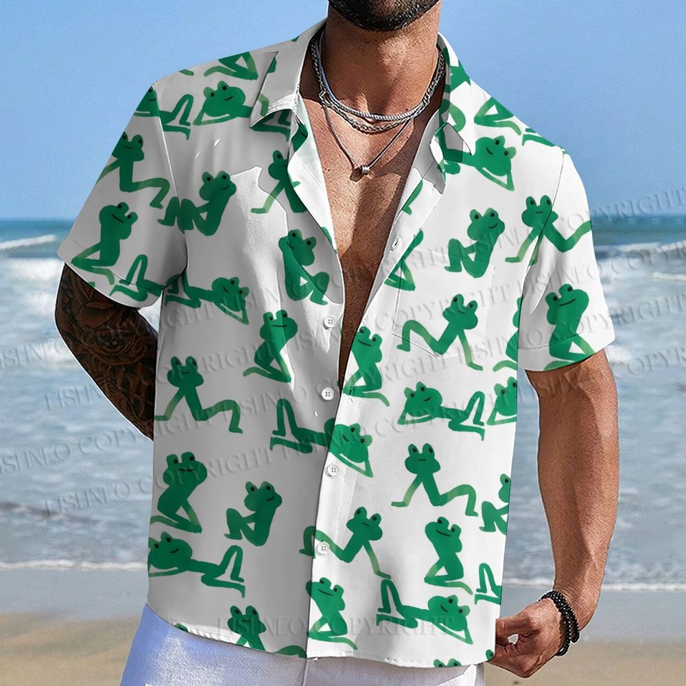 Green Frogs Printed Hawaiian Shirt