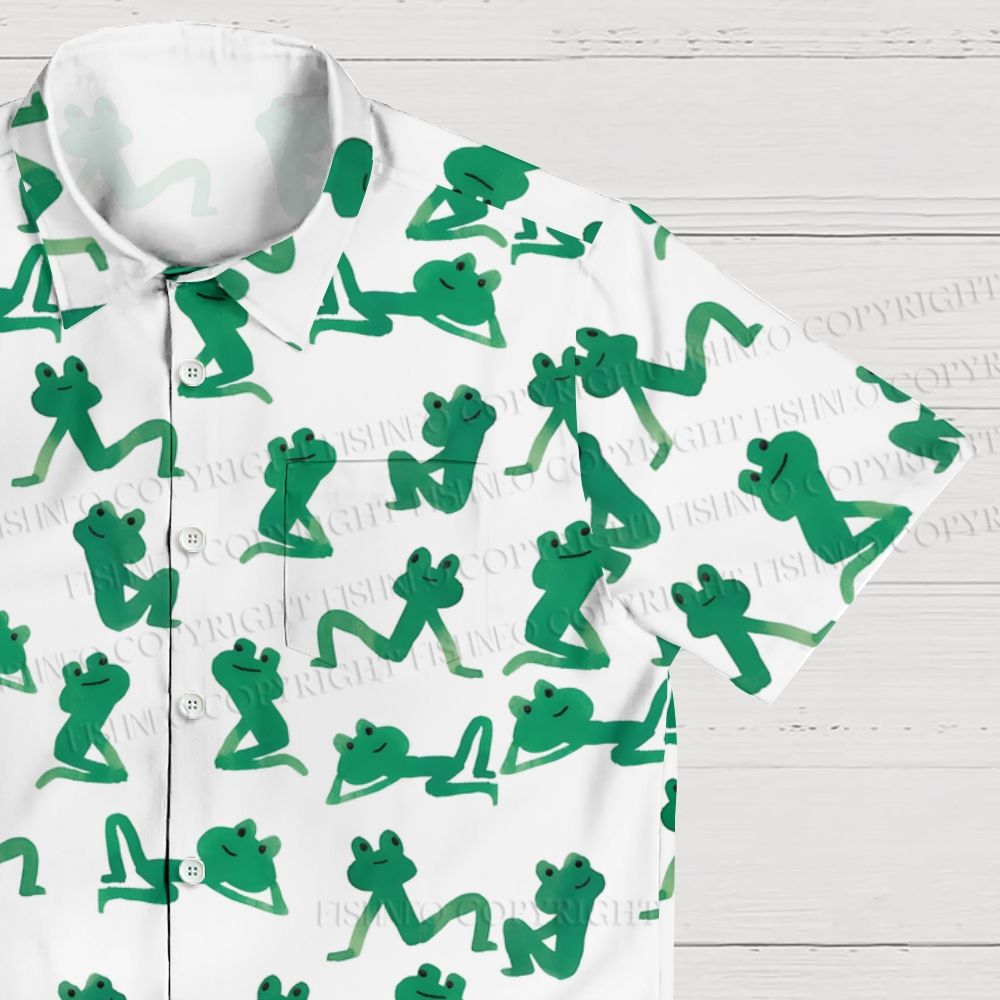 Green Frogs Printed Hawaiian Shirt