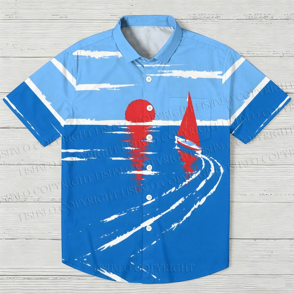 Red Sails Printed Hawaiian Shirt