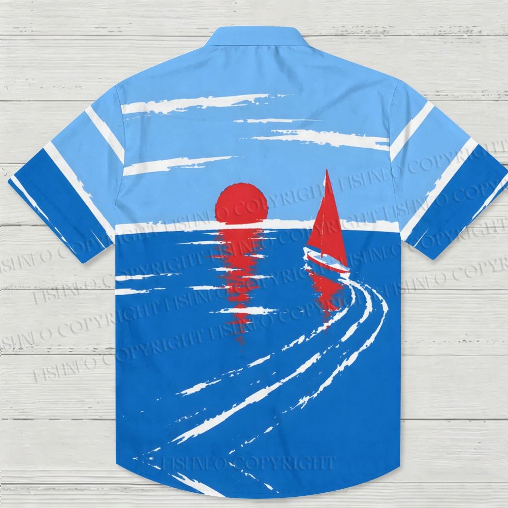 Red Sails Printed Hawaiian Shirt