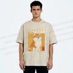 Unisex Shiba Inu Printed Washed Tee