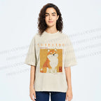Unisex Shiba Inu Printed Washed Tee
