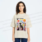 Unisex Yayoi Kusama Cat Printed Washed Tee