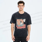 Unisex Lustige Katzentoilette Printed Washed Tee