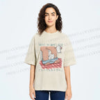 Unisex Lustige Katzentoilette Printed Washed Tee