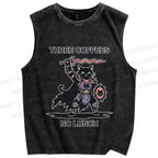 Unisex Three Coffees No Lunch Printed Washed Tank Top