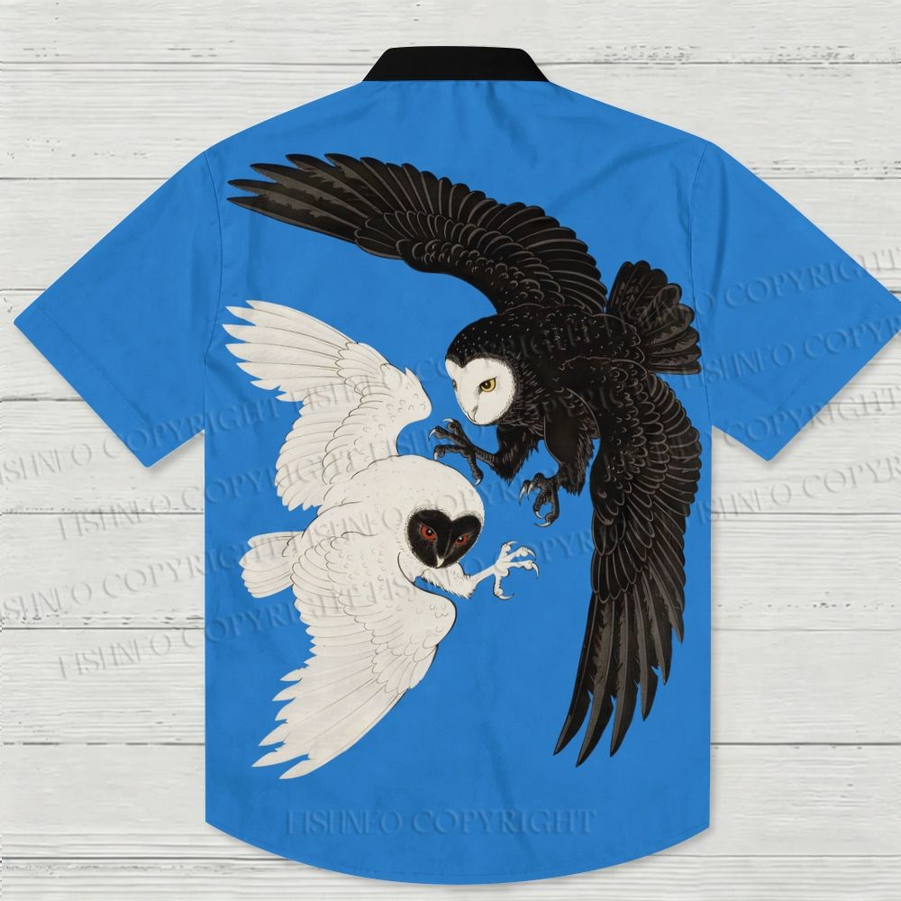 Vintage Ukiyo-e Owls Hawaiian Shirt