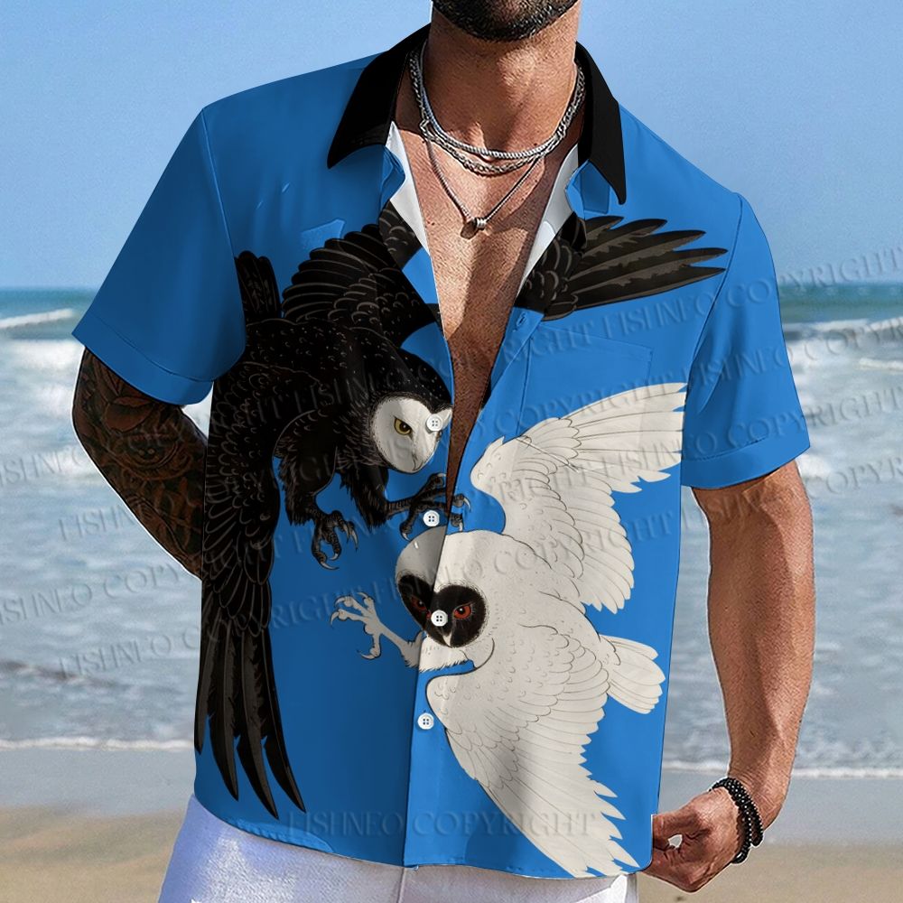 Vintage Ukiyo-e Owls Hawaiian Shirt