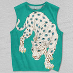 Unisex White Panther With Eyes Printed Tank Top