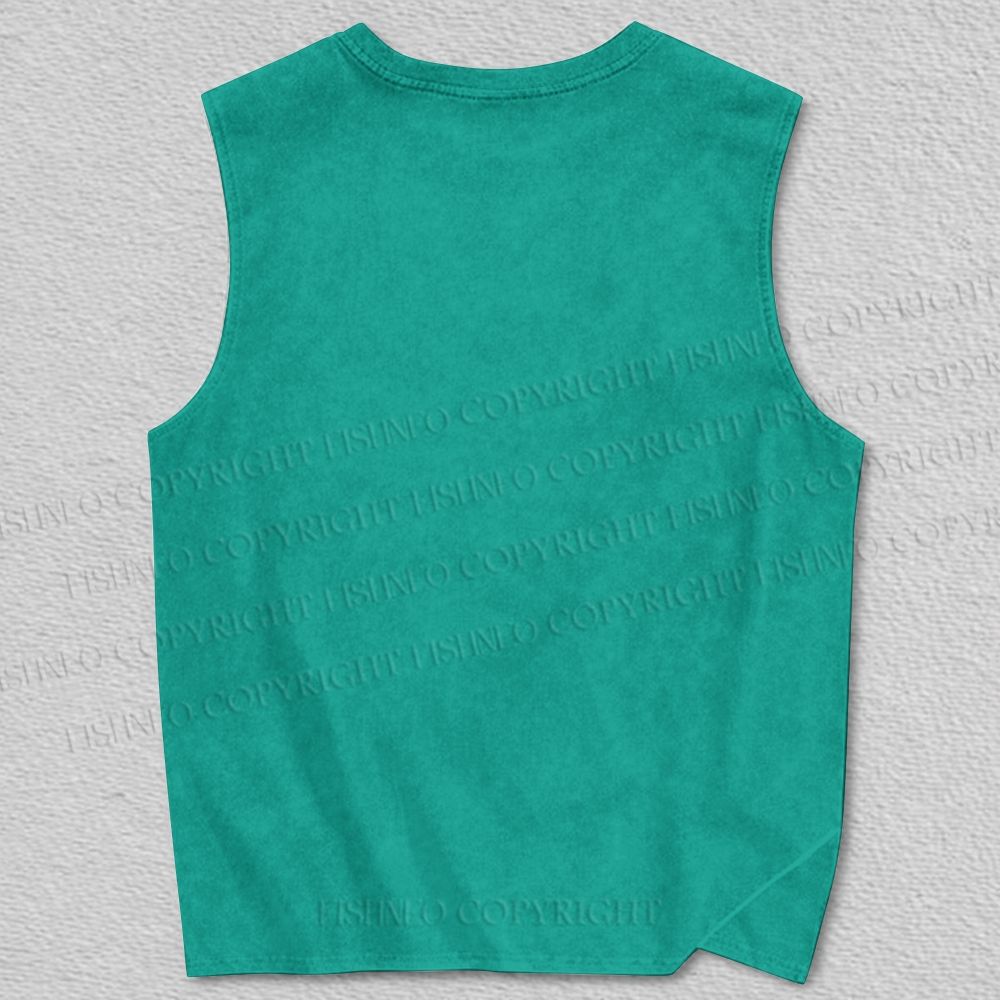 Unisex White Panther With Eyes Printed Tank Top