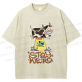Unisex Stay Weird Cow Taking a ET Printed Washed Tee