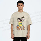 Unisex Stay Weird Cow Taking a ET Printed Washed Tee