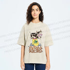 Unisex Stay Weird Cow Taking a ET Printed Washed Tee