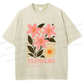 Unisex Lily Flowers Market Printed Washed Tee