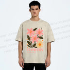 Unisex Lily Flowers Market Printed Washed Tee