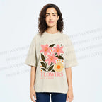 Unisex Lily Flowers Market Printed Washed Tee