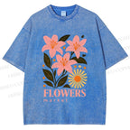 Unisex Lily Flowers Market Printed Washed Tee