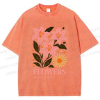 Unisex Lily Flowers Market Printed Washed Tee
