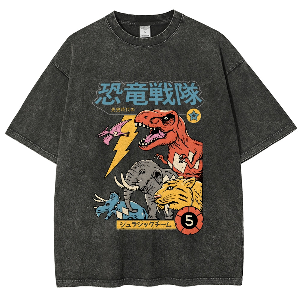Dino Sentai  Vintage Wash Japanese Design T-Shirt