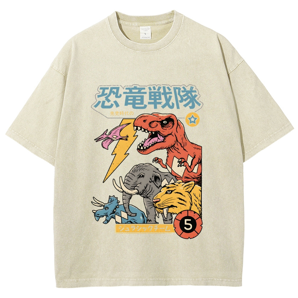 Dino Sentai  Vintage Wash Japanese Design T-Shirt
