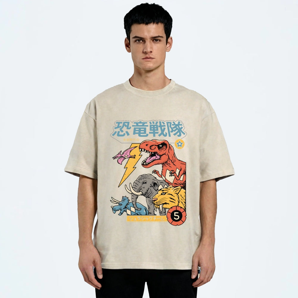 Dino Sentai  Vintage Wash Japanese Design T-Shirt