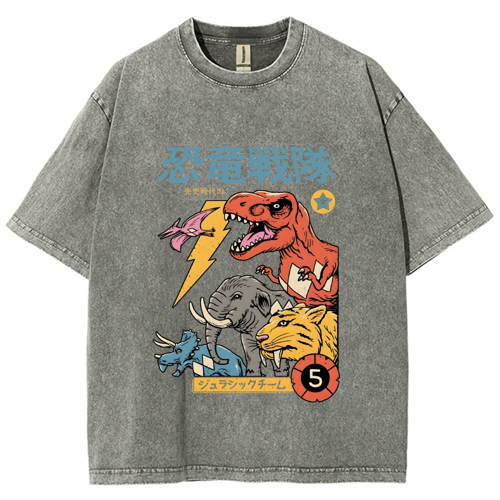 Dino Sentai  Vintage Wash Japanese Design T-Shirt