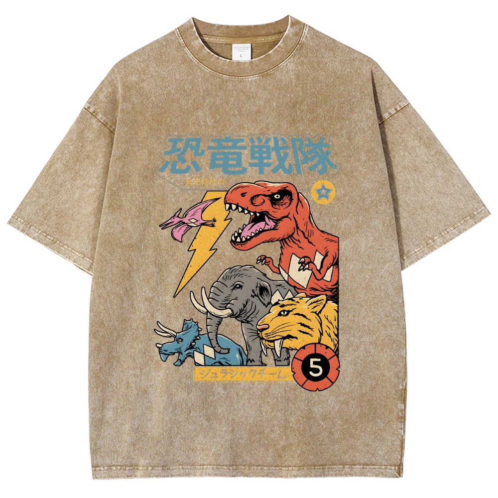 Dino Sentai  Vintage Wash Japanese Design T-Shirt