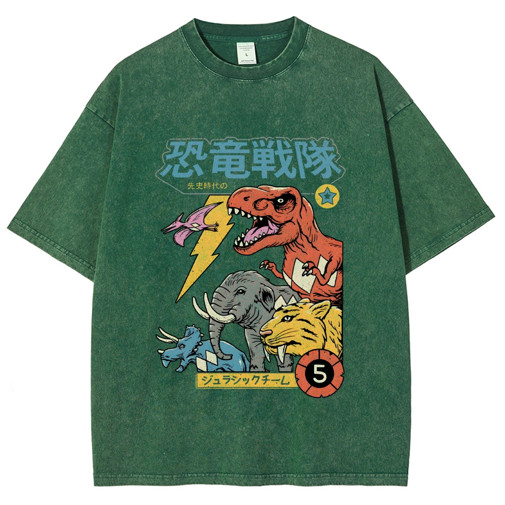 Dino Sentai  Vintage Wash Japanese Design T-Shirt