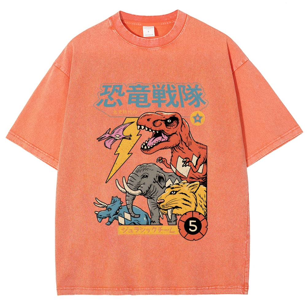 Dino Sentai  Vintage Wash Japanese Design T-Shirt