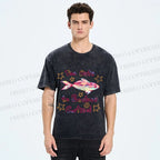 Unisex No Cortisol Cute Fish Printed Washed Tee