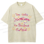 Unisex No Cortisol Cute Fish Printed Washed Tee