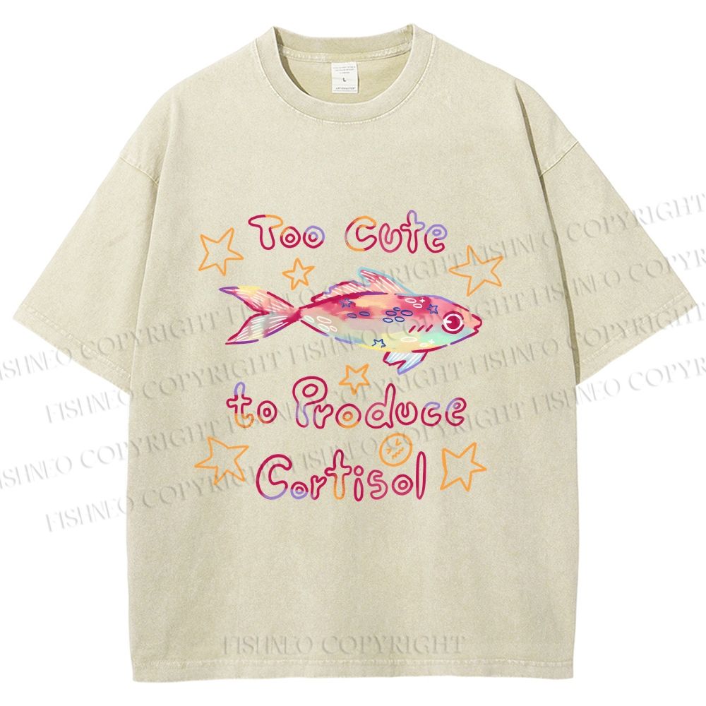 Unisex No Cortisol Cute Fish Printed Washed Tee