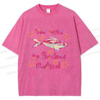 Unisex No Cortisol Cute Fish Printed Washed Tee