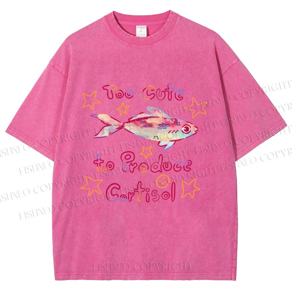 Unisex No Cortisol Cute Fish Printed Washed Tee