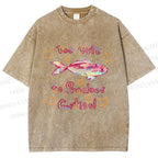 Unisex No Cortisol Cute Fish Printed Washed Tee