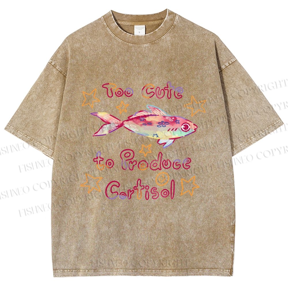 Unisex No Cortisol Cute Fish Printed Washed Tee