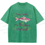 Unisex No Cortisol Cute Fish Printed Washed Tee