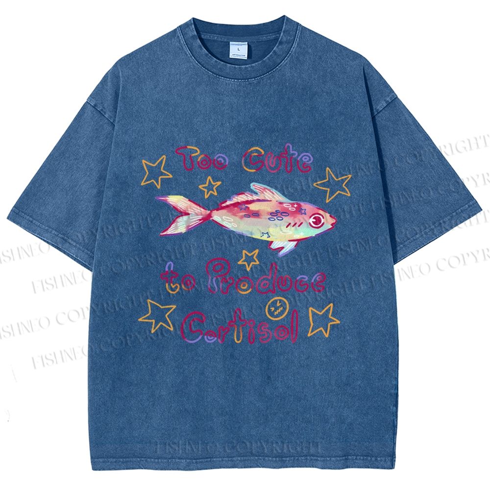 Unisex No Cortisol Cute Fish Printed Washed Tee