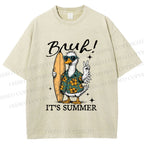 Unisex Bruh Summer Surf Duck Printed Washed Tee