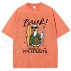 Unisex Bruh Summer Surf Duck Printed Washed Tee