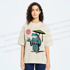 Unisex Retro Ukiyo-e Gentle Frog Printed Washed Tee