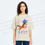 Unisex Heart Love Pony Printed Washed Tee