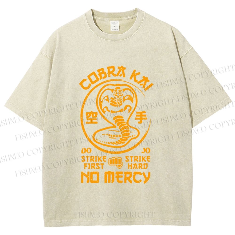 Unisex Retro Karate Snake Tee Printed Washed Tee