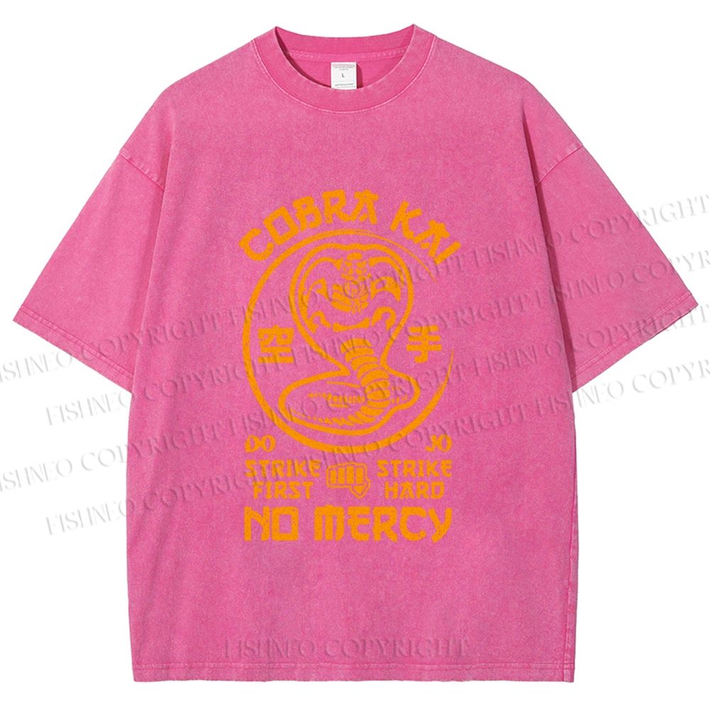 Unisex Retro Karate Snake Tee Printed Washed Tee