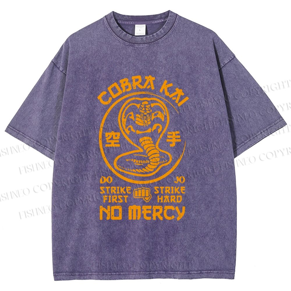 Unisex Retro Karate Snake Tee Printed Washed Tee