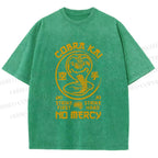 Unisex Retro Karate Snake Tee Printed Washed Tee
